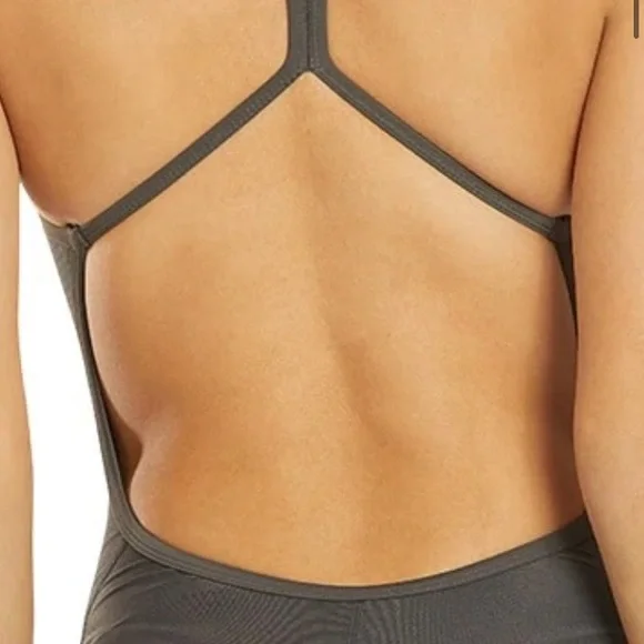 Women’s adidas one piece open back green/ black swimsuit size 24 - Picture 4 of 4